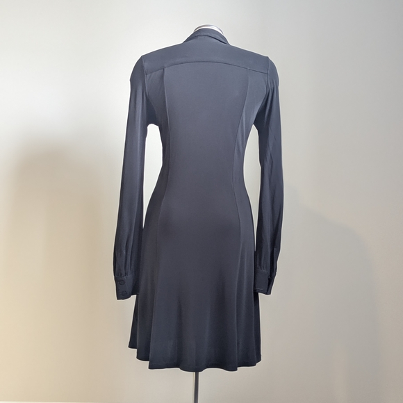 Theory Black Long Sleeve Dress Classic Timeless Size 8 A-line Swing - Picture 4 of 8